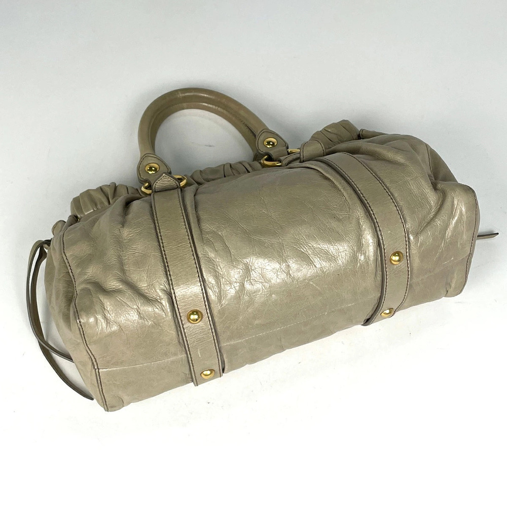 Miu Miu Leather Lux Beige Brown Vitello Handbag Tan Brown